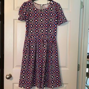 LuLaRoe XL Blue, Red & White Amelia Dress